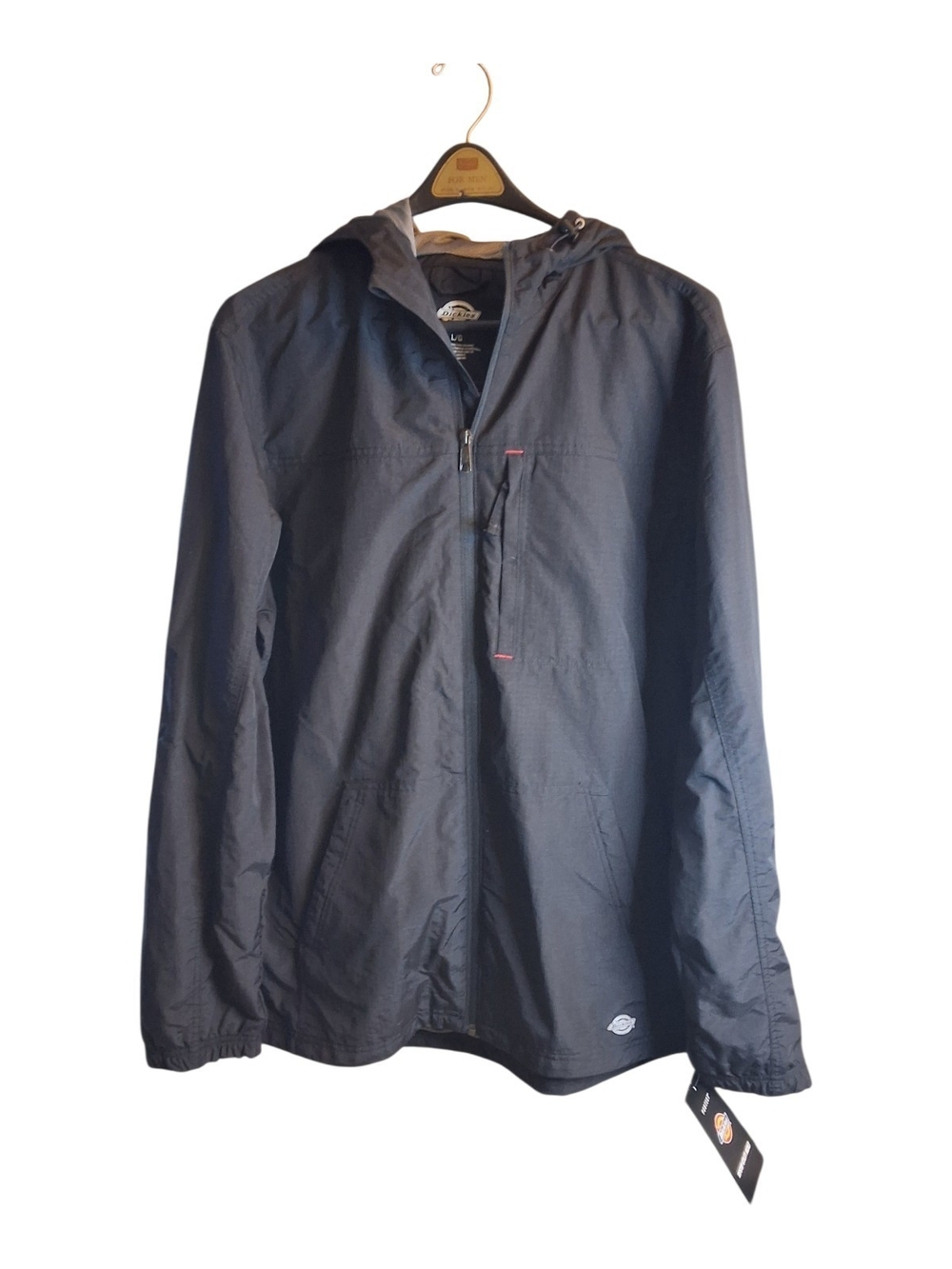 NWT Dickies Men's Black Vented &  Hooded Rip Stop Utility Jacket Large
